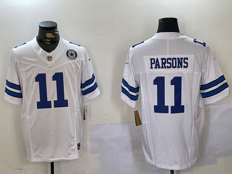 Men Dallas Cowboys 11 Parsons White 2024 Nike Three generations Vapor Limited NFL Jersey style 6